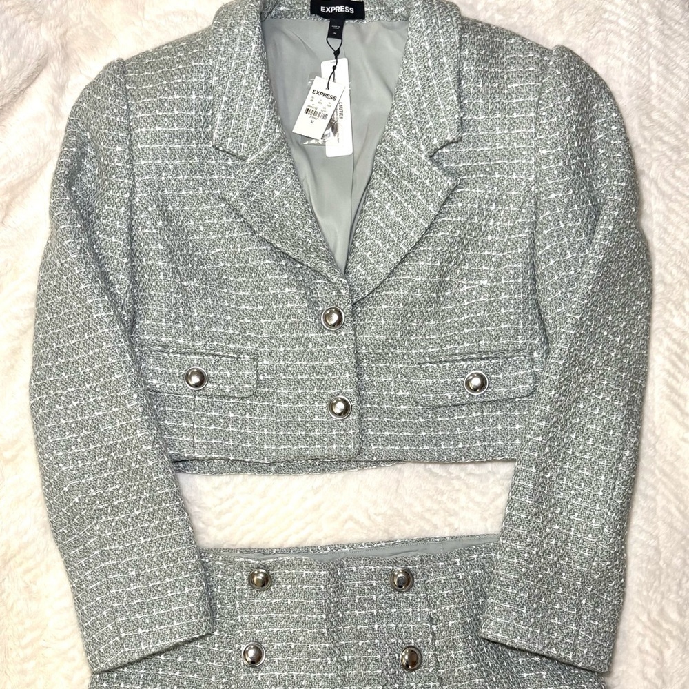 Express Tweed Cropped Blazer & Skirt set (Top M & bottoms 12)
